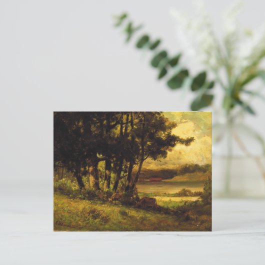 Koe Grazing nabij de rivier - Edward Banister Briefkaart (Staand voorkant)