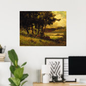 Koe Grazing nabij de rivier - Edward Banister Poster (Thuiskantoor)