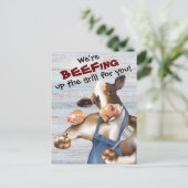 Koe grillen garnalen barbecue uitnodiging (Staand voorkant)