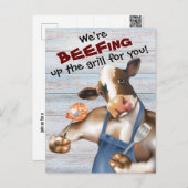 Koe grillen garnalen barbecue uitnodiging (Voorkant / Achterkant)