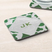 Koe Groen en Wit Monogram Bier Onderzetter (Linkerzijde)