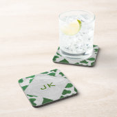 Koe Groen en Wit Monogram Bier Onderzetter (Rechterzijde)