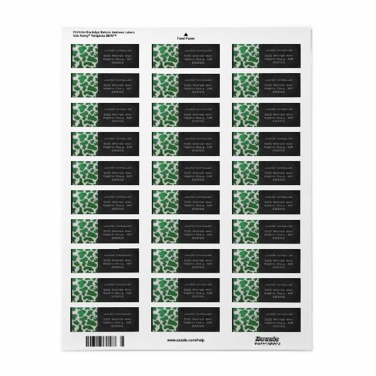 Koe Groen en Wit Monogram Etiket (Full Sheet)