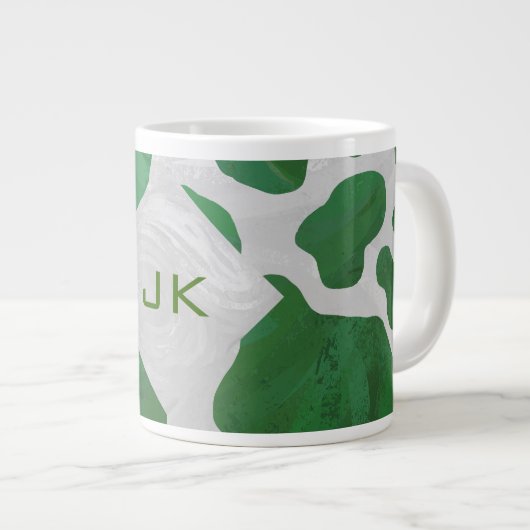 Koe Groen en Wit Monogram Grote Koffiekop (Voorkant rechts)