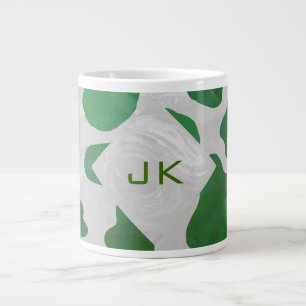 Koe Groen en Wit Monogram Grote Koffiekop