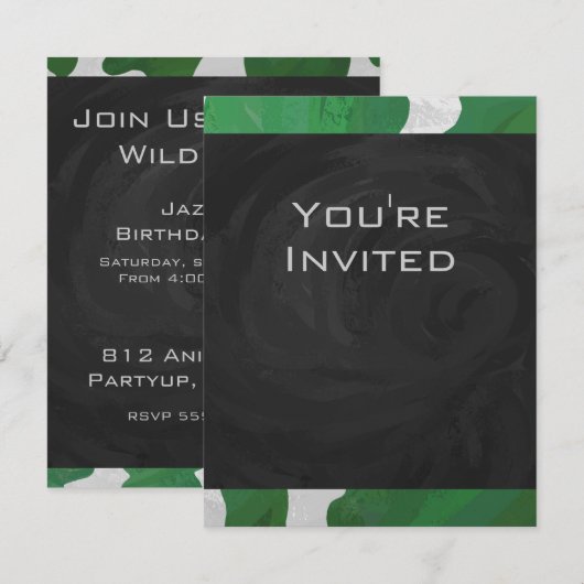 Koe Groen en Wit Monogram Kaart (Voorkant / Achterkant)