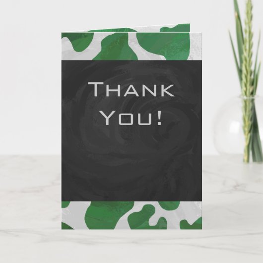 Koe Groen en Wit Monogram Kaart (Voorkant)