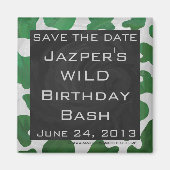 Koe Groen en Wit Monogram Magneet (Voorkant)