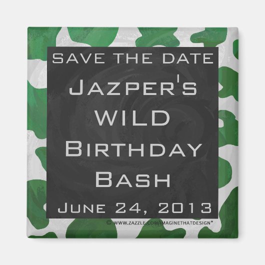 Koe Groen en Wit Monogram Magneet (Voorkant)