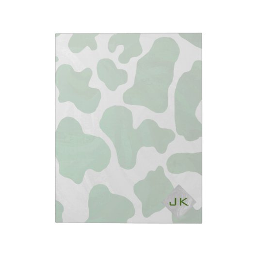 Koe Groen en Wit Monogram Notitieblok (Linkerzijde)