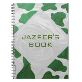 Koe Groen en Wit Monogram Notitieboek (Voorkant)