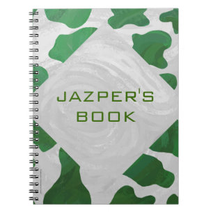 Koe Groen en Wit Monogram Notitieboek
