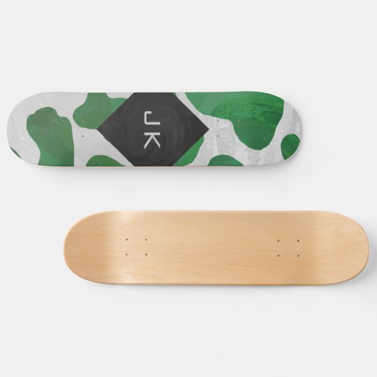 Koe Groen en Wit Monogram Persoonlijk Skateboard (Horizontaal)
