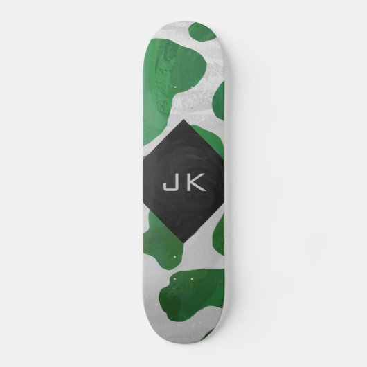 Koe Groen en Wit Monogram Persoonlijk Skateboard (Voorkant)