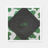 Koe Groen en Wit Monogram Servetten (Voorkant)