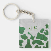 Koe Groen en Wit Monogram Sleutelhanger (Voorkant)