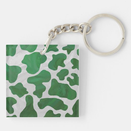 Koe Groen en Wit Monogram Sleutelhanger (Achterkant)