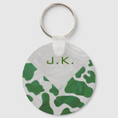 Koe Groen en Wit Monogram Sleutelhanger (Voorkant)
