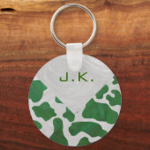 Koe Groen en Wit Monogram Sleutelhanger (Voorkant)
