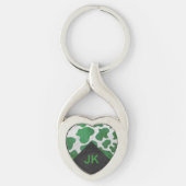 Koe Groen en Wit Monogram Sleutelhanger (Voorkant)