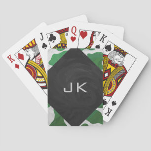 Koe Groen en Wit Monogram Speelkaarten