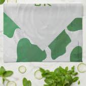 Koe Groen en Wit Monogram Theedoek (Gevouwen)