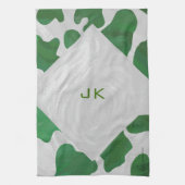 Koe Groen en Wit Monogram Theedoek (Verticaal)