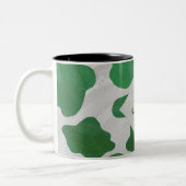 Koe Groen en Wit Monogram Tweekleurige Koffiemok (Links)