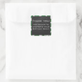 Koe Groen en Wit Monogram Vierkante Sticker (Tas)