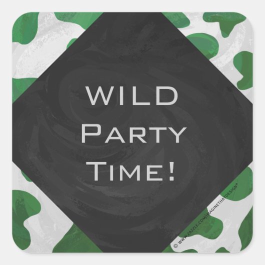 Koe Groen en Wit Monogram Vierkante Sticker (Voorkant)