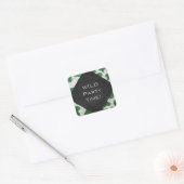 Koe Groen en Wit Monogram Vierkante Sticker (Envelop)
