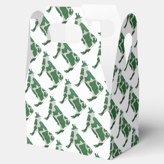 Koe Groen en Wit Silhouette Bedankdoosjes (Geopend)