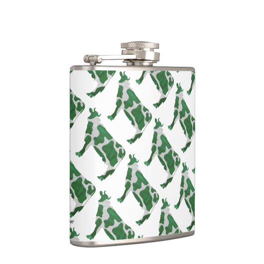 Koe Groen en Wit Silhouette Heupfles (Rechts)