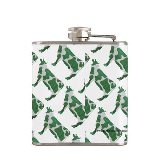 Koe Groen en Wit Silhouette Heupfles (Achterkant)