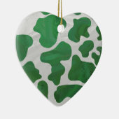 Koe Groene en Witte Druk Keramisch Ornament (Rechts)