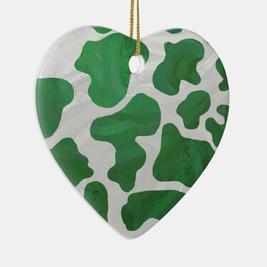 Koe Groene en Witte Druk Keramisch Ornament (Rechts)