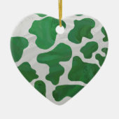 Koe Groene en Witte Druk Keramisch Ornament (Voorkant)