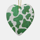 Koe Groene en Witte Druk Keramisch Ornament (Links)