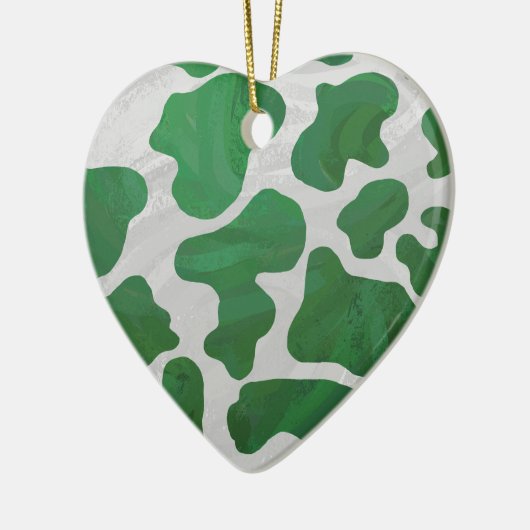 Koe Groene en Witte Druk Keramisch Ornament (Links)