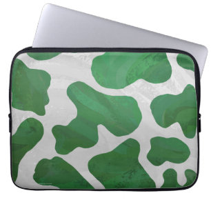 Koe Groene en Witte Druk Laptop Sleeve
