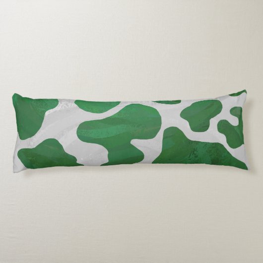 Koe Groene en Witte Druk Lichaamskussen (Achterkant)