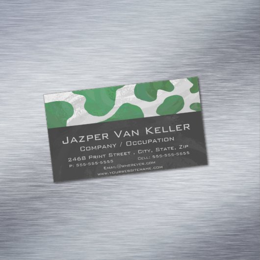 Koe Groene en Witte Druk Magnetisch Visitekaartje (Voorbeeld)