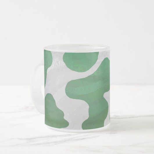 Koe Groene en Witte Druk Matglas Koffiemok (Voorkant links)