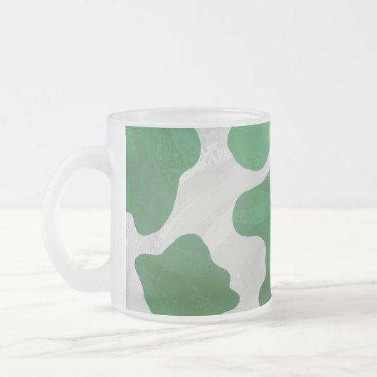 Koe Groene en Witte Druk Matglas Koffiemok (Links)