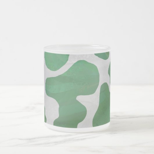 Koe Groene en Witte Druk Matglas Koffiemok (Center)