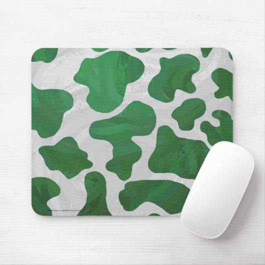 Koe Groene en Witte Druk Muismat (Met muis)