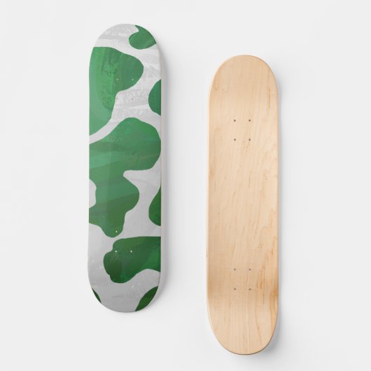 Koe Groene en Witte Druk Skateboard (Voorkant)