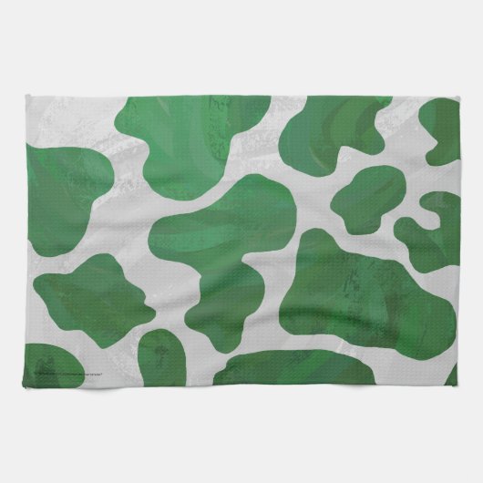 Koe Groene en Witte Druk Theedoek (Horizontaal)