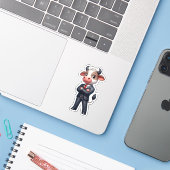 koe, grote baas koe sticker (Laptop met iPhone)