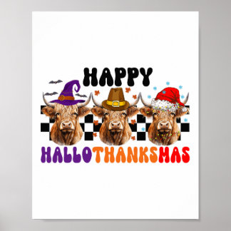 Koe Hallothanksmas Halloween Thanksgiving Kerstmis Poster